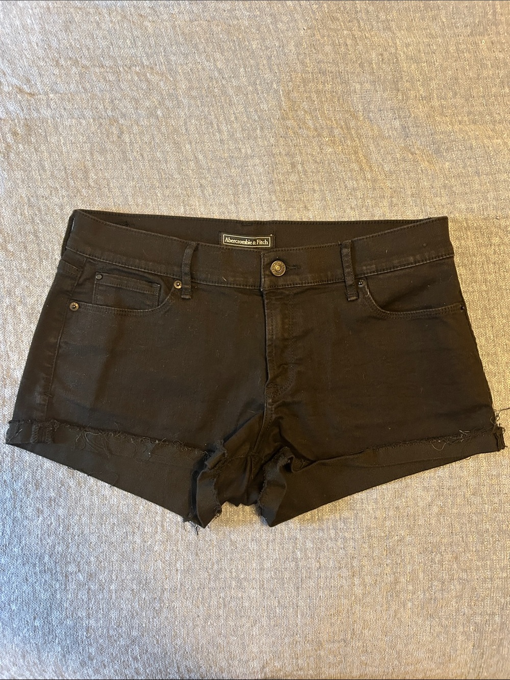 Abercrombie & Fitch Black Frayed Denim Shorts Waist 29 Length 2